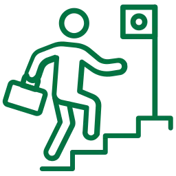 Person climbing stairs with a briefcase, symbolizing career advancement and growth opportunities at BD Electrical Services.