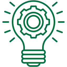 Light bulb icon with gear design, symbolizing innovation and sustainability in electrical and solar solutions at BD Electrical Services.