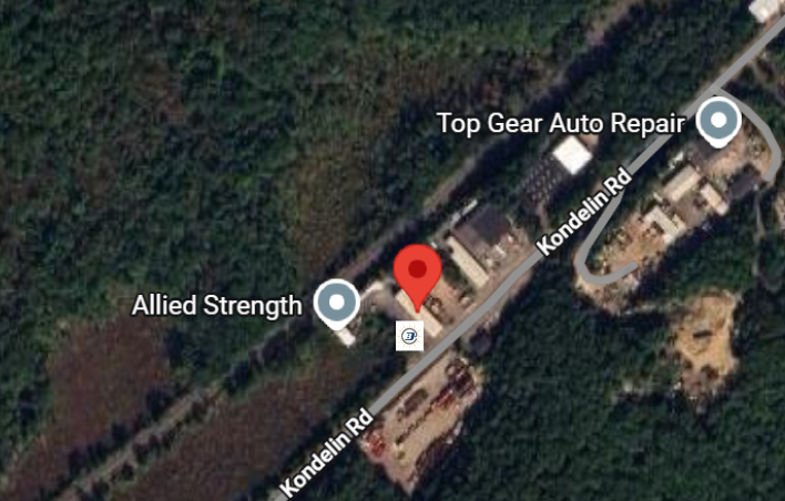 Map showing North Shore location of BD Electrical Services at 27 Kondelin Rd, Gloucester, MA, near Allied Strength and Top Gear Auto Repair.