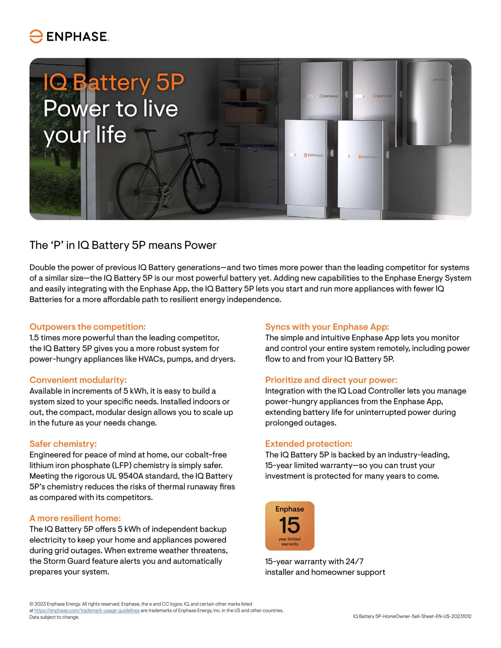 IQ Battery 5P by Enphase, showcasing advanced energy storage solutions, modular design for scalability, and integration with Enphase App for efficient power management.