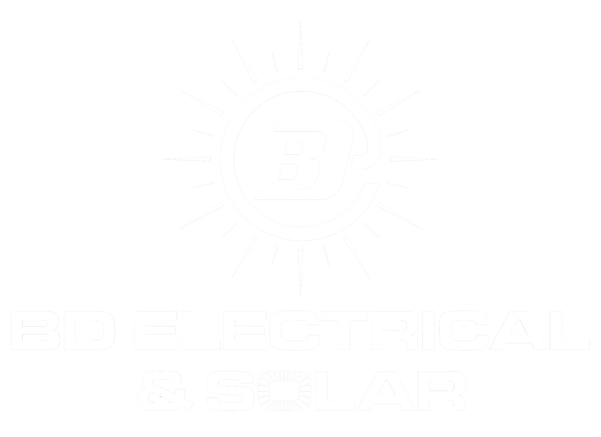 BD Electrical & Solar logo with sunburst design and text, representing electrical and solar services